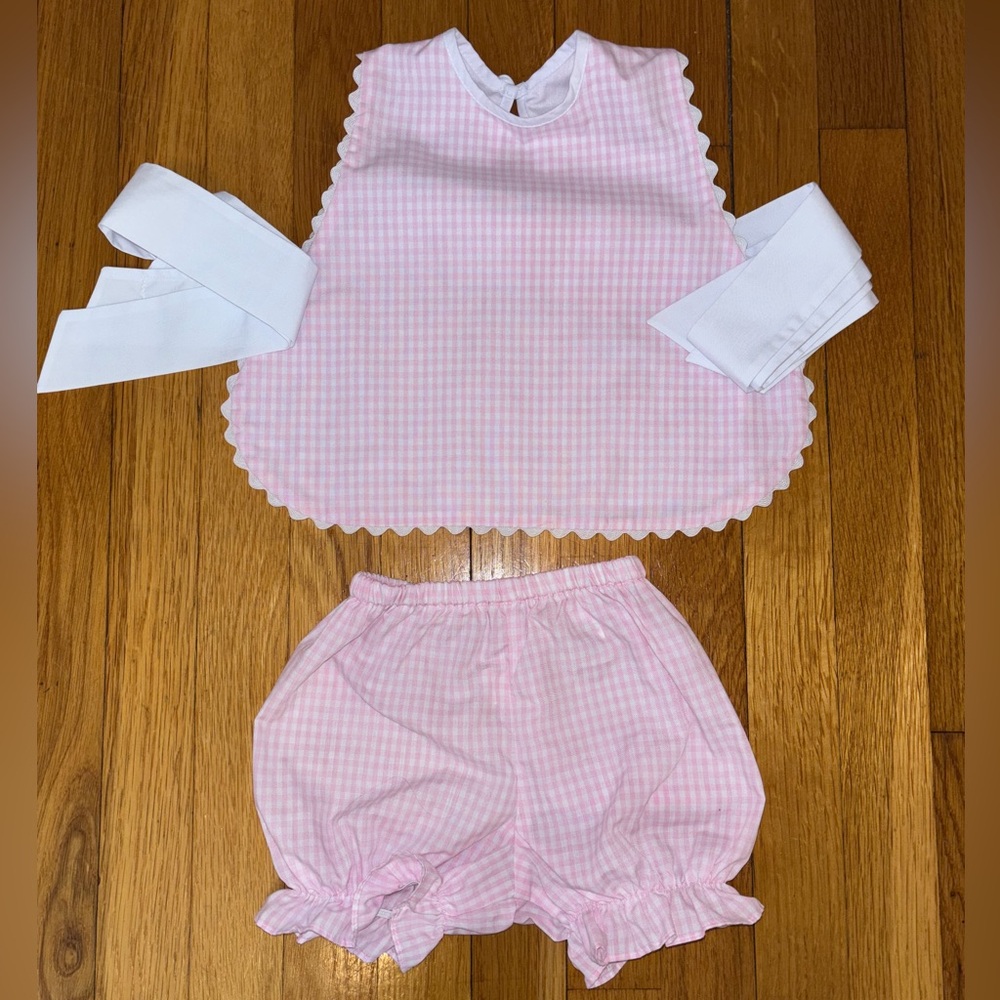 TBBC Pink Gingham Talbott Side Tie Set 18/24 months EUC